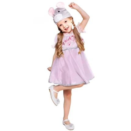 Детский карнавальный костюм Мышка Иришка розовая Пуговка