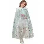 Детский карнавальный Плащ Принцессы бирюза снежинки БАТИК