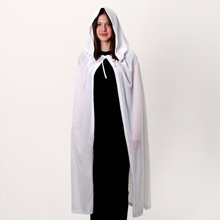 Карнавальный плащ взрослый плюш белый длина 120 см