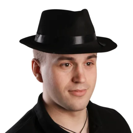 карнавальная гангстерская шляпа с кантом черная