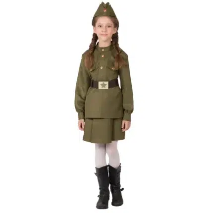 Детский военный костюм для девочек Солдатка "Победы"